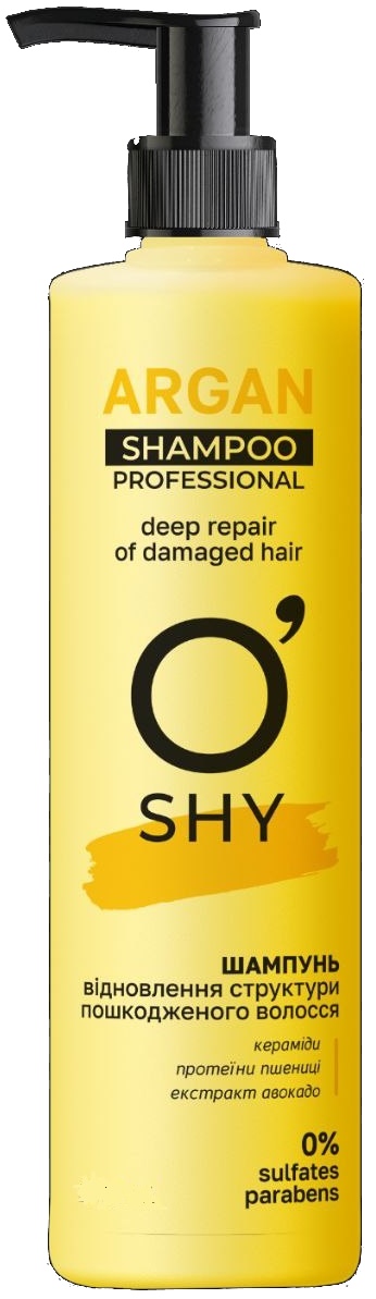 Шампунь женский O'Shy Professional Argan. Восстановление структуры поврежденных волос 400 мл (4820263233863) - Фото 1