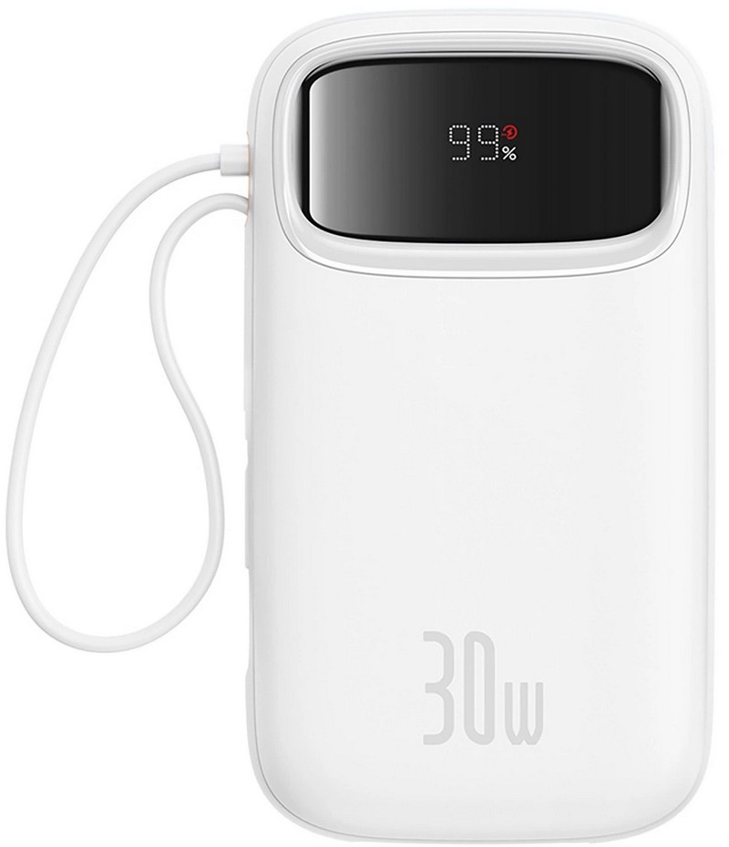 Батарея мобильная Baseus QPow 2 Powerbank 30W 20000mAh QC PD White (P10055009213-00) - Фото 1