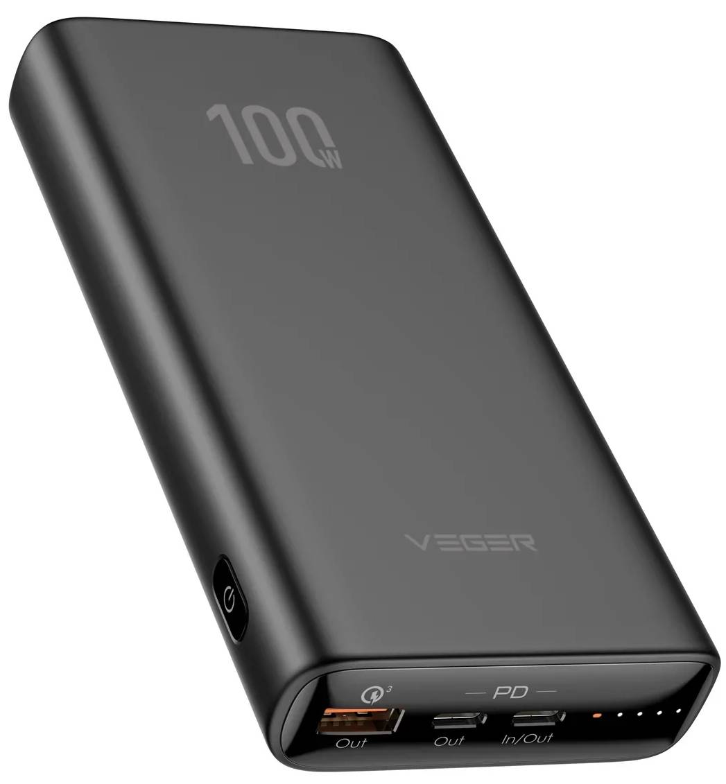 Уценка - Батарея мобильная Veger T100 20000mAh 100W Black (W2032C-100) - Фото 1