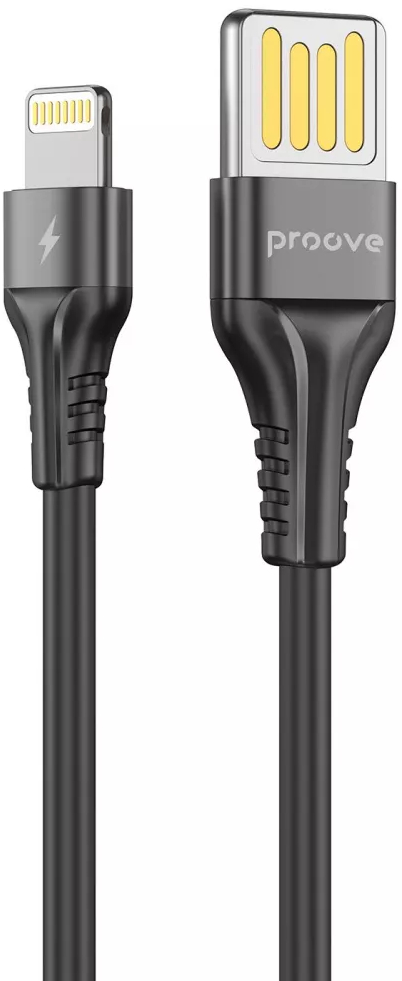 Кабель синхронизації даних Proove Double Way Silicone Lightning 2.4A 1m Black (CCDS20001101) - Фото 1
