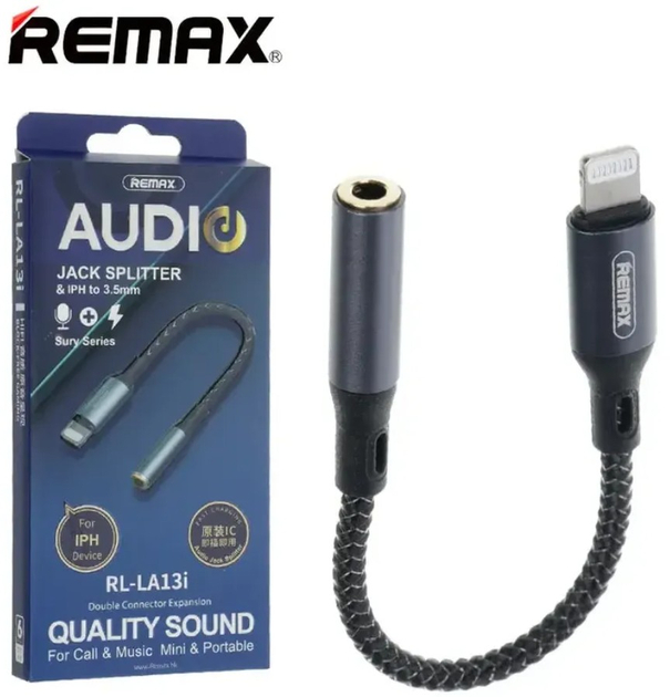 Переходник Remax Jack 3.5AUX - Lightning Sury (RL-LA13i) - Фото 1