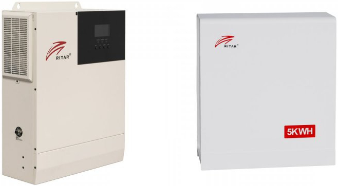 Система хранения энергии Ritar SM-5K-48V-X/BAT-5KWH-51.2V (1ф.,5kW, 48V+батарея 5kW/h) - Фото 1