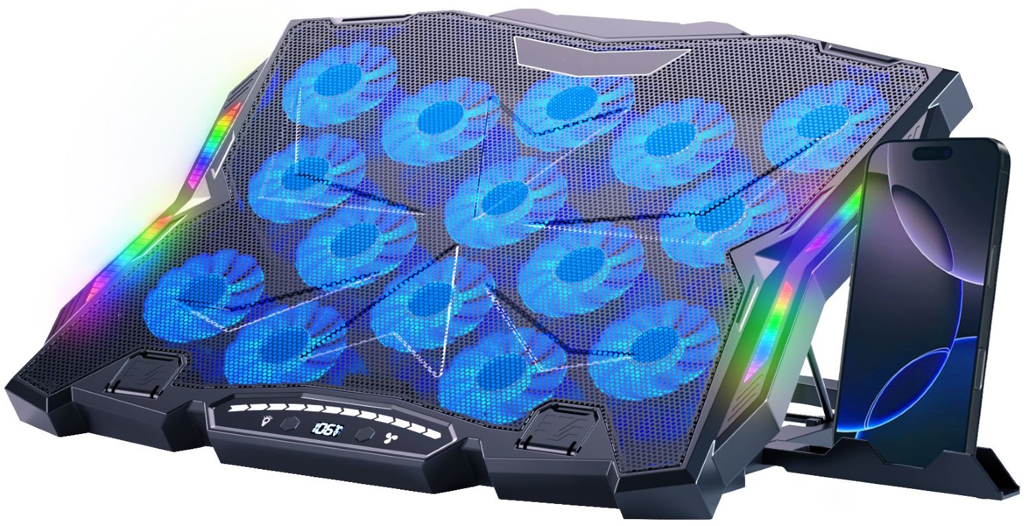 Підставка під ноутбук охолоджуюча Dyxon MEGAFREEZE 13 Gaming PRO RGB illumination Black (DXNMGFGP13B) - Фото 1