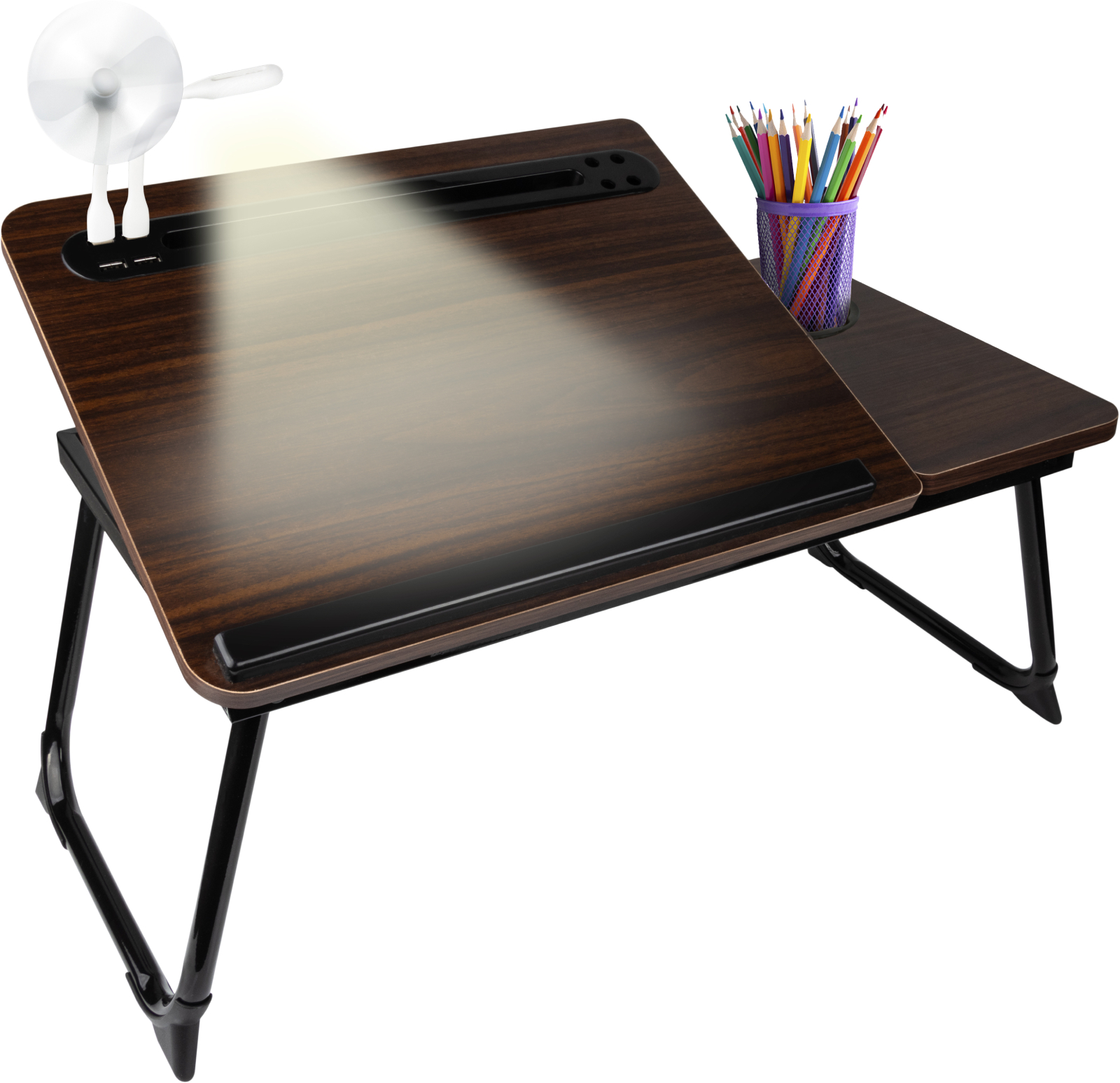 Стіл для ноутбука Dyxon Transformix 3 USB LED Fan Black-Walnut (DXNSTMX3BWL) - Фото 1
