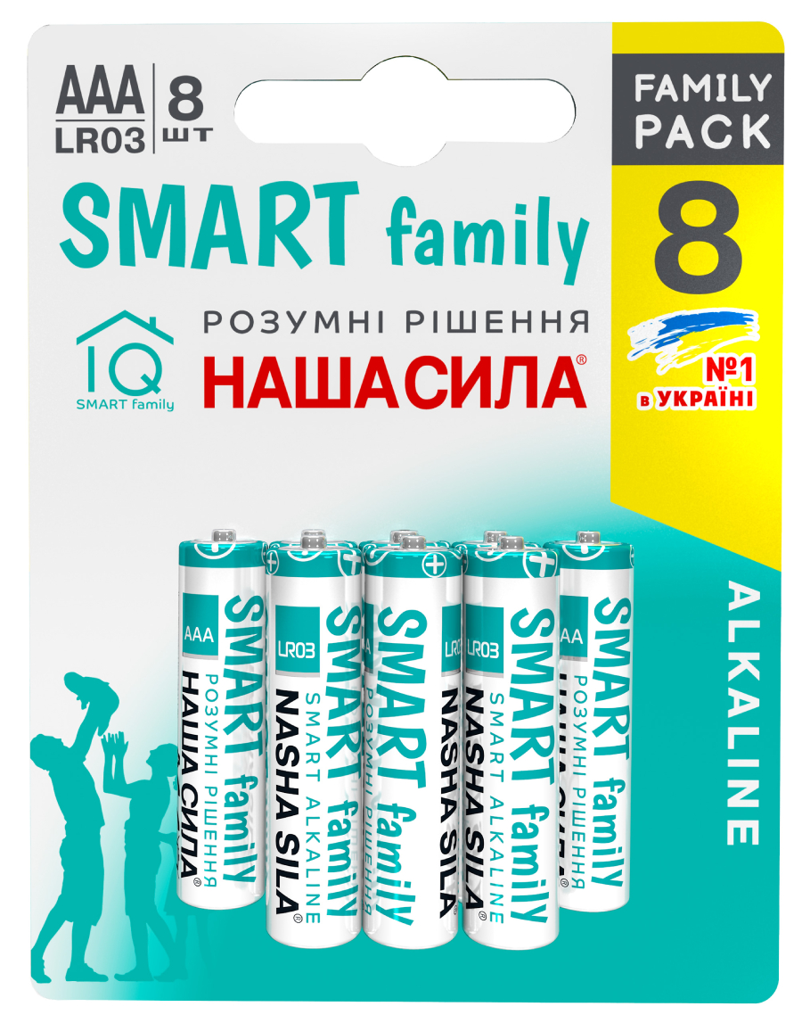 Батарейка тип AAA Наша Сила SMART AAA (LR03) 8 на блістері (6922363163496) - Фото 1