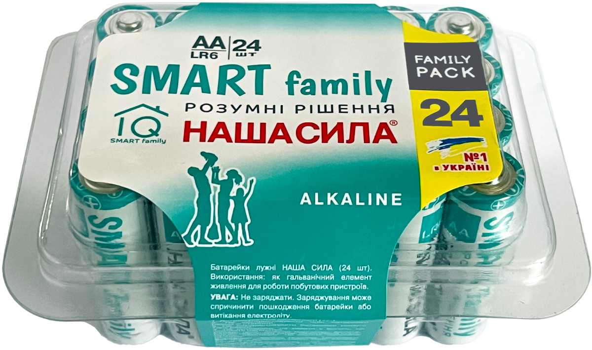 Батарейка тип AA Наша Сила SMART AA (LR6) 24 в боксі (6922363163601) - Фото 1