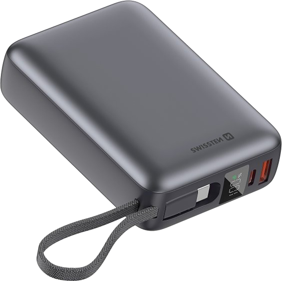 Купити Батарея мобільна Swissten 20000 mAh 45 Вт з кабелем Type-C Silver (8595217490833) - Фото 1 Батарея мобільна Swissten 20000 mAh 45 Вт з кабелем Type-C Silver (8595217490833) - Фото 1