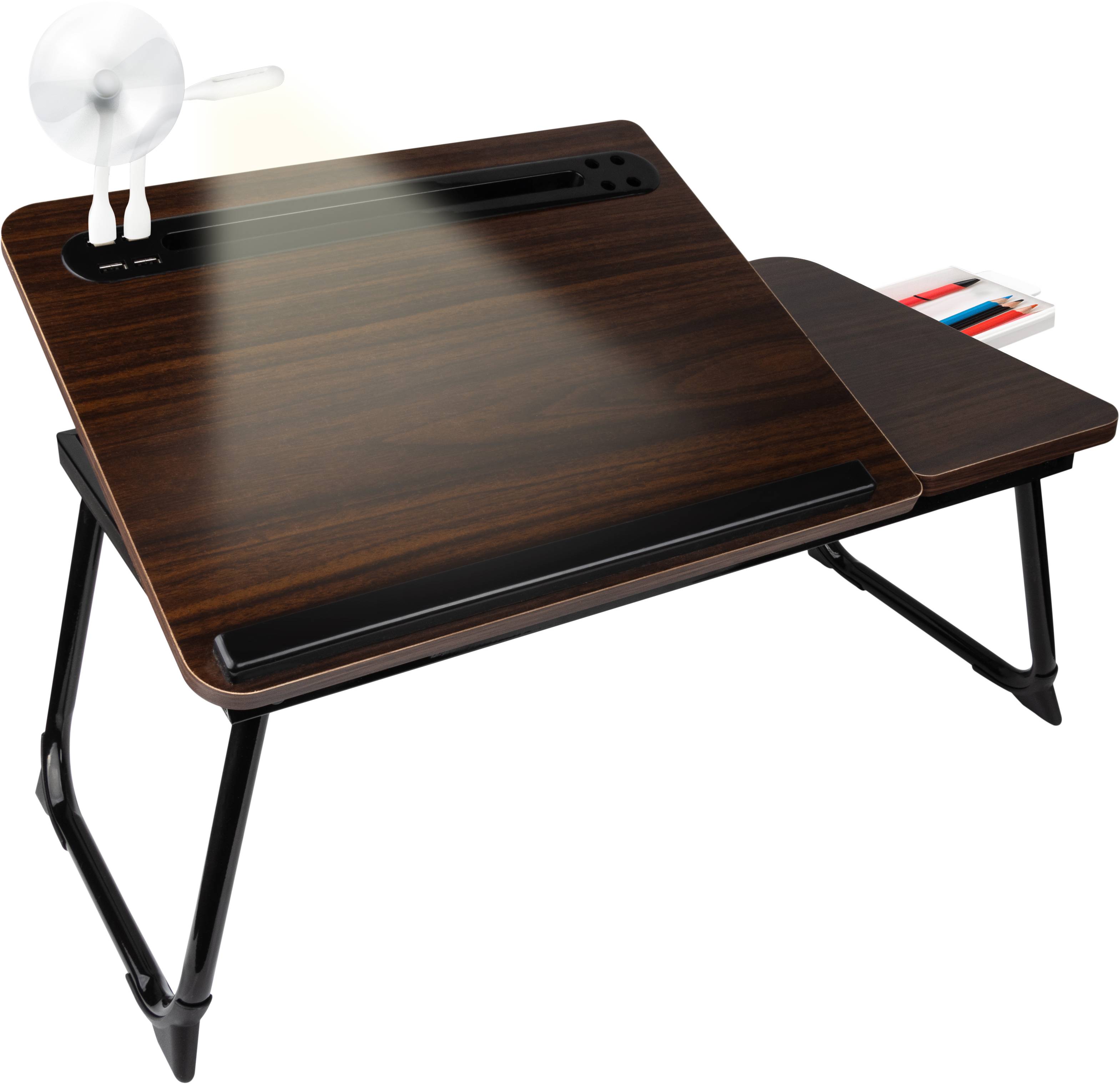 Стіл для ноутбука Dyxon Transformix 3 USB LED Fan Black-Walnut (DXNSTMX3BWL) - Фото 1