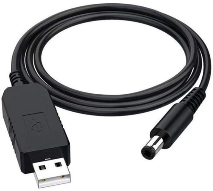 Кабель USB - DC Power Boost USB - DC 5.5x2.1 12V 1m Black - Фото 1