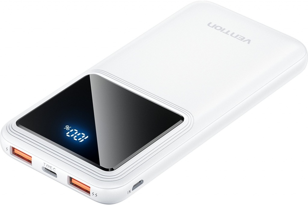 Батарея мобильная Vention 10000mAh 22.5W 3A PD QC3.0 Micro-USB USB-C,2xUSB-A LED Display White (FHKW0) - Фото 1