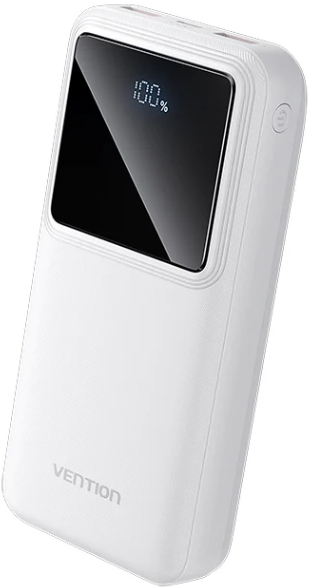 Батарея мобильная Vention 20000mAh 22.5W 3A PD QC 3.0 Micro-USB,USB-C 2xUSB-A LED Display White (FHLW0) - Фото 1