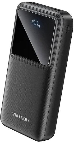 Батарея мобильная Vention 20000mAh 22.5W 3A QC 3.0 PD Micro-USB,USB-C 2xUSB-A LED Display Black (FHLB0) - Фото 1