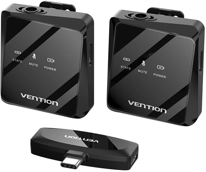 Микрофон для смартфона Vention USB-C 2-Pack Wireless Lavalier Black (NCBB0) - Фото 1