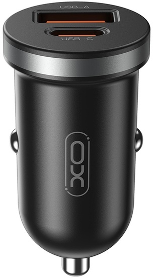 Автомобильное зарядное устройство XO CC56 30W Mini Car Charger Type-C PD + USB-A (CC56_Black) - Фото 1
