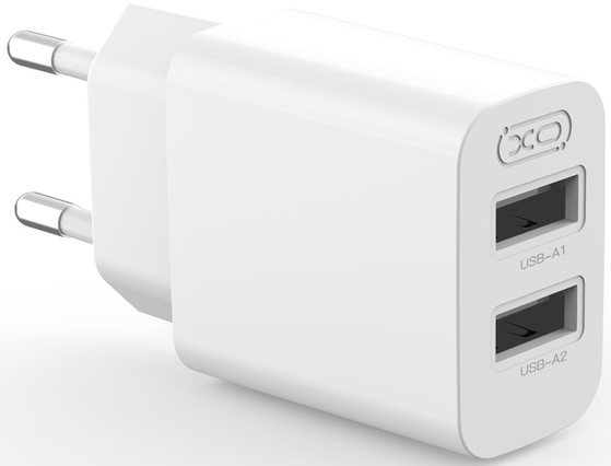 Сетевое зарядное устройство XO L109 - 12W Dual port USB-A (L109_White) - Фото 1