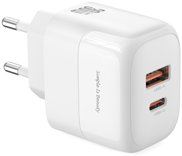 Сетевое зарядное устройство XO L138 - 30W PD USB-C & 18W QC USB-A (L138_White) - Фото 1