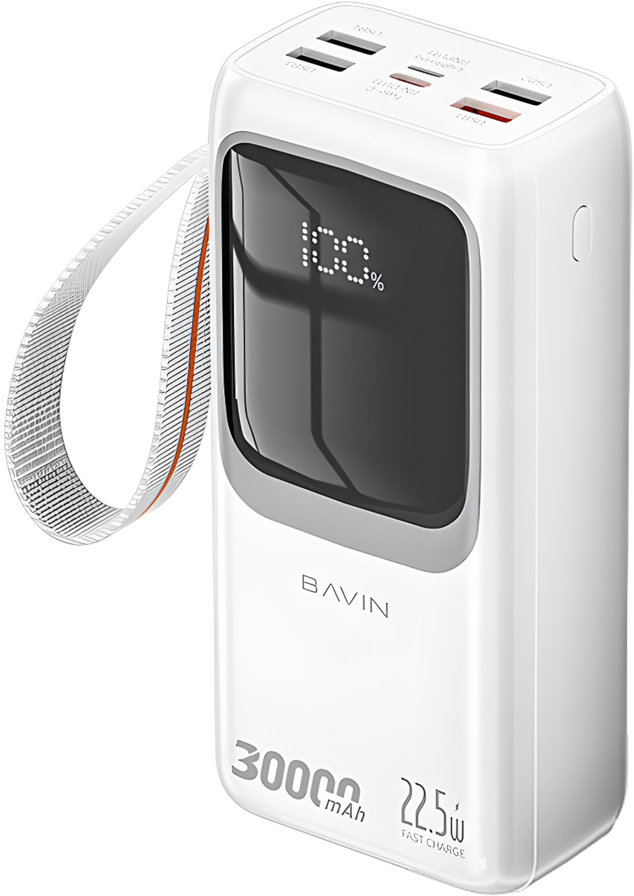 Батарея мобильная Bavin PC1031S 30000 mAh FAST CHARGING 22.5W White (Y-PC1031S WH) - Фото 1