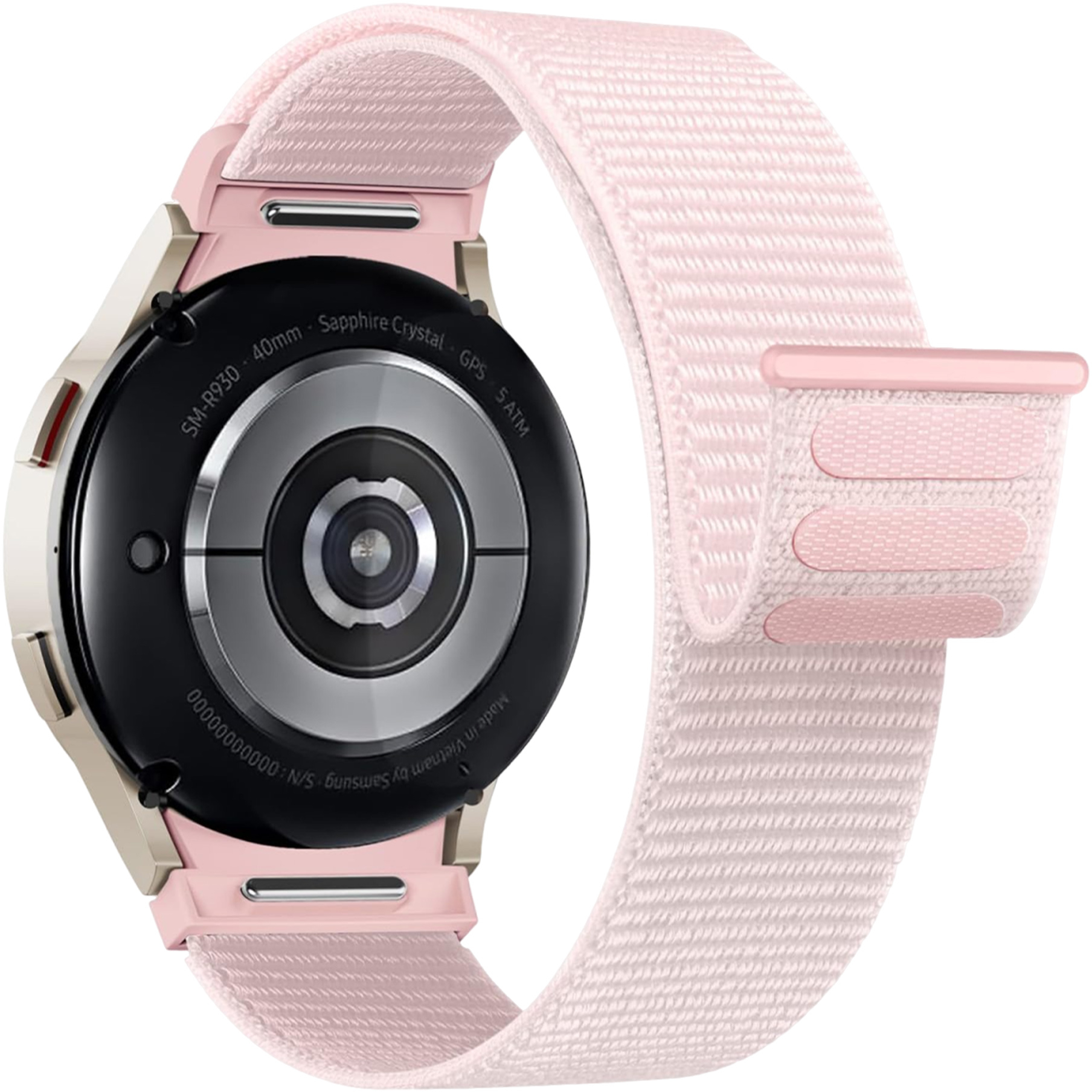 Ремешок для смарт-часов Armorstandart Nylon Band for Samsung Galaxy Watch 7 / FE / 6 / 6 Classic / 5 / 5 Pro / 4 / 4 Classic Light Pink (ARM86851) - Фото 1