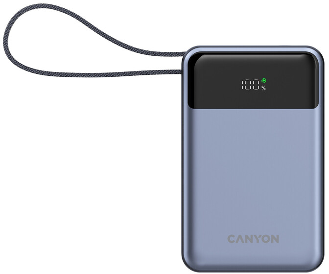 Батарея мобильная Canyon OnPower 600 built-in cable 20000 mAh PD65W Dark Grey (CNS-CPB600DG) - Фото 1