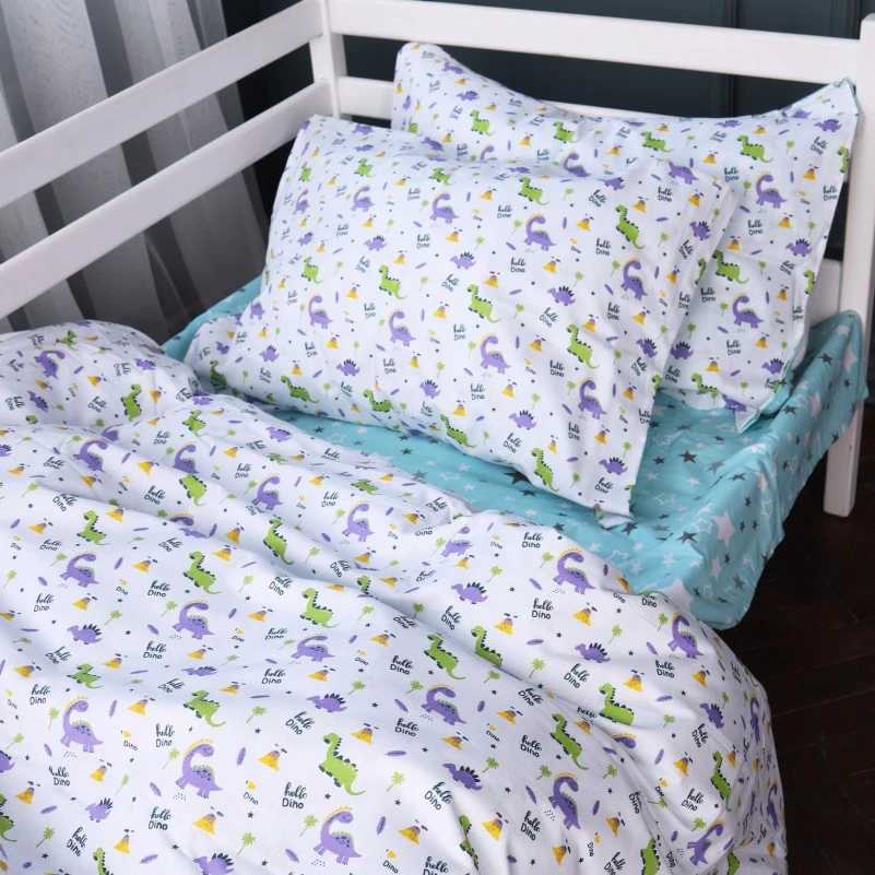 Комплект постільної білизни дитячий MirSon Бязь Kids Time 18-0001 Hello Dino 143 x 210 см (2200006974734) - Фото 1