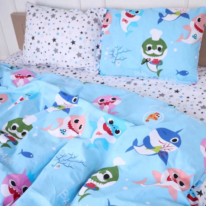 Комплект постільної білизни дитячий MirSon Бязь 17-0521 Sharks blue (2200003655759) - Фото 1