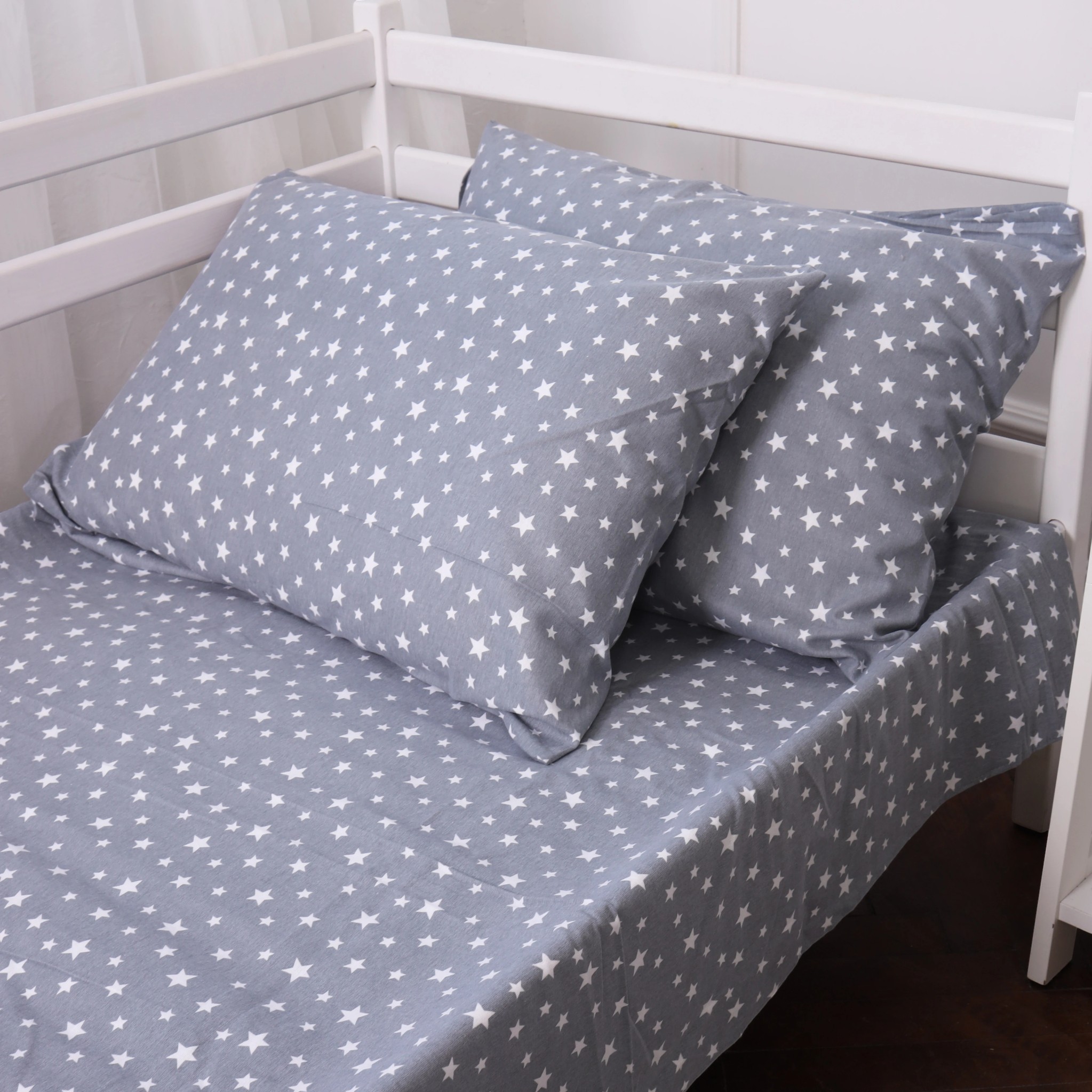 Наволочка MirSon Фланель 012 Grey Stars 60х60 см (2200009653216) - Фото 1