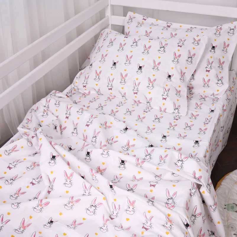 Комплект постельного белья детский MirSon Бязь 17-0529 Bunnies white (2200003673999) - Фото 1