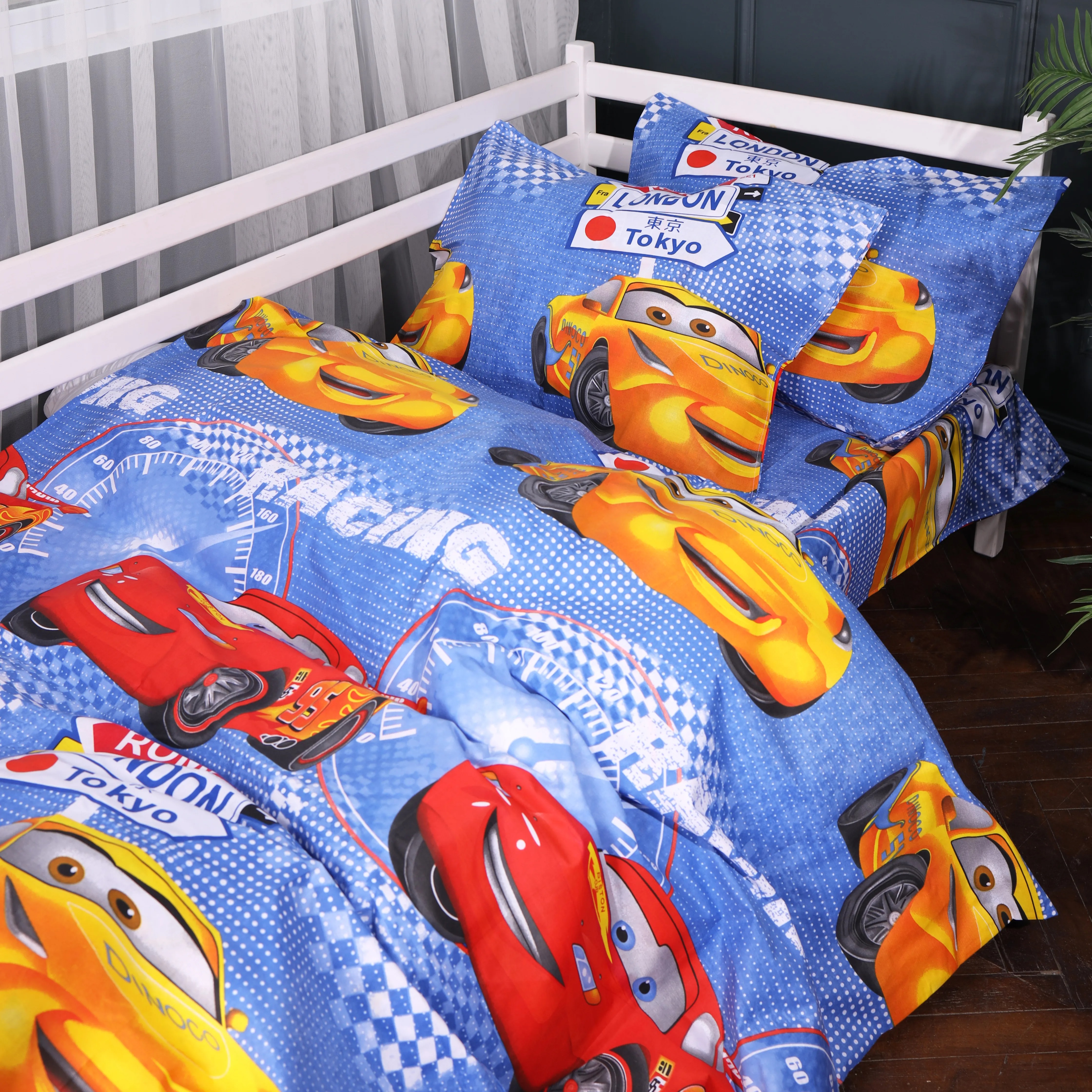 Комплект постільної білизни MirSon 143х210 см Kids Time 17-0888 Cars Speed Blue Бязь (2200012387849) - Фото 1