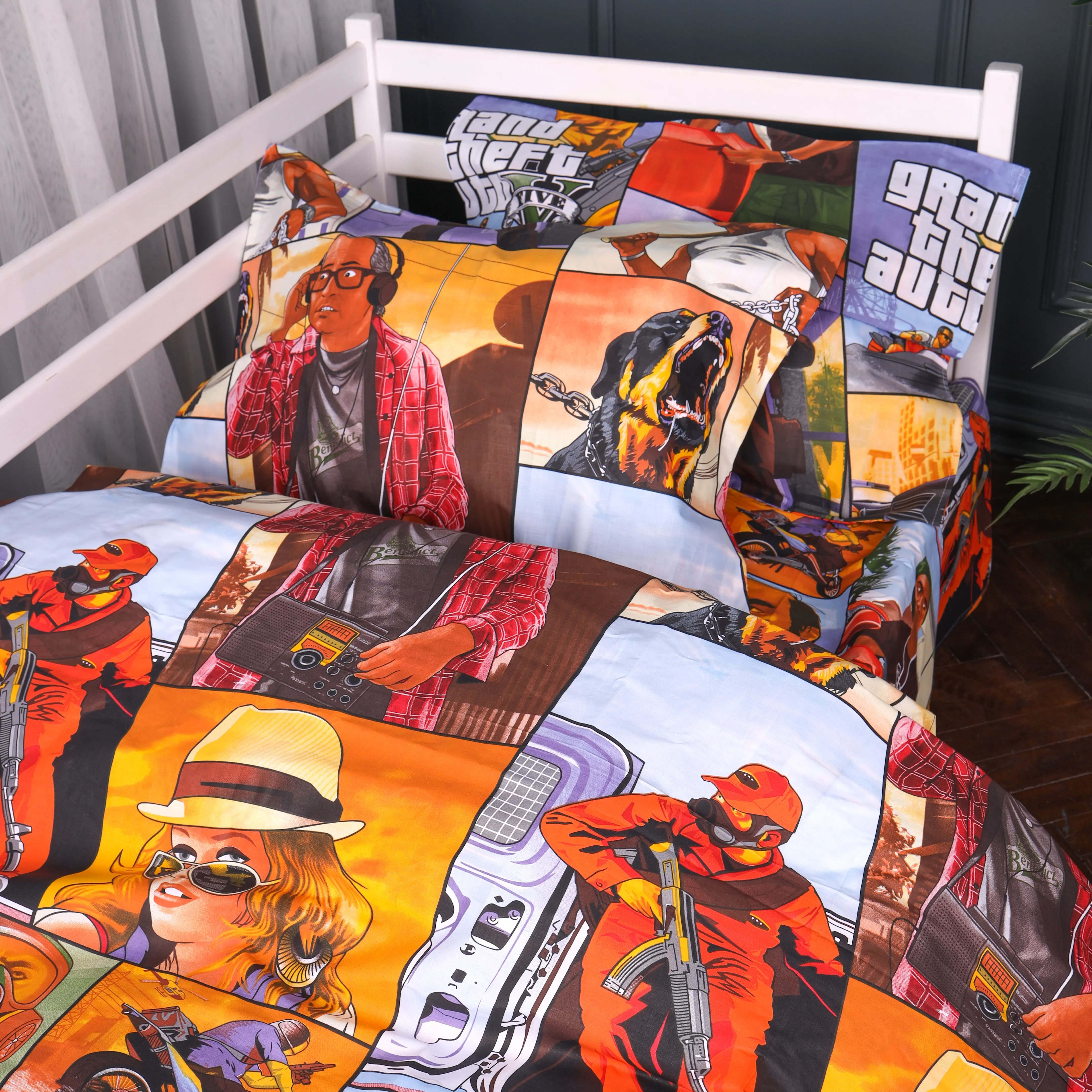 Купити Комплект постільної білизни MirSon 143х210 см Kids Time 17-0898 GTA City Бязь (2200012395349) - Фото 1 Комплект постільної білизни MirSon 143х210 см Kids Time 17-0898 GTA City Бязь (2200012395349) - Фото 1