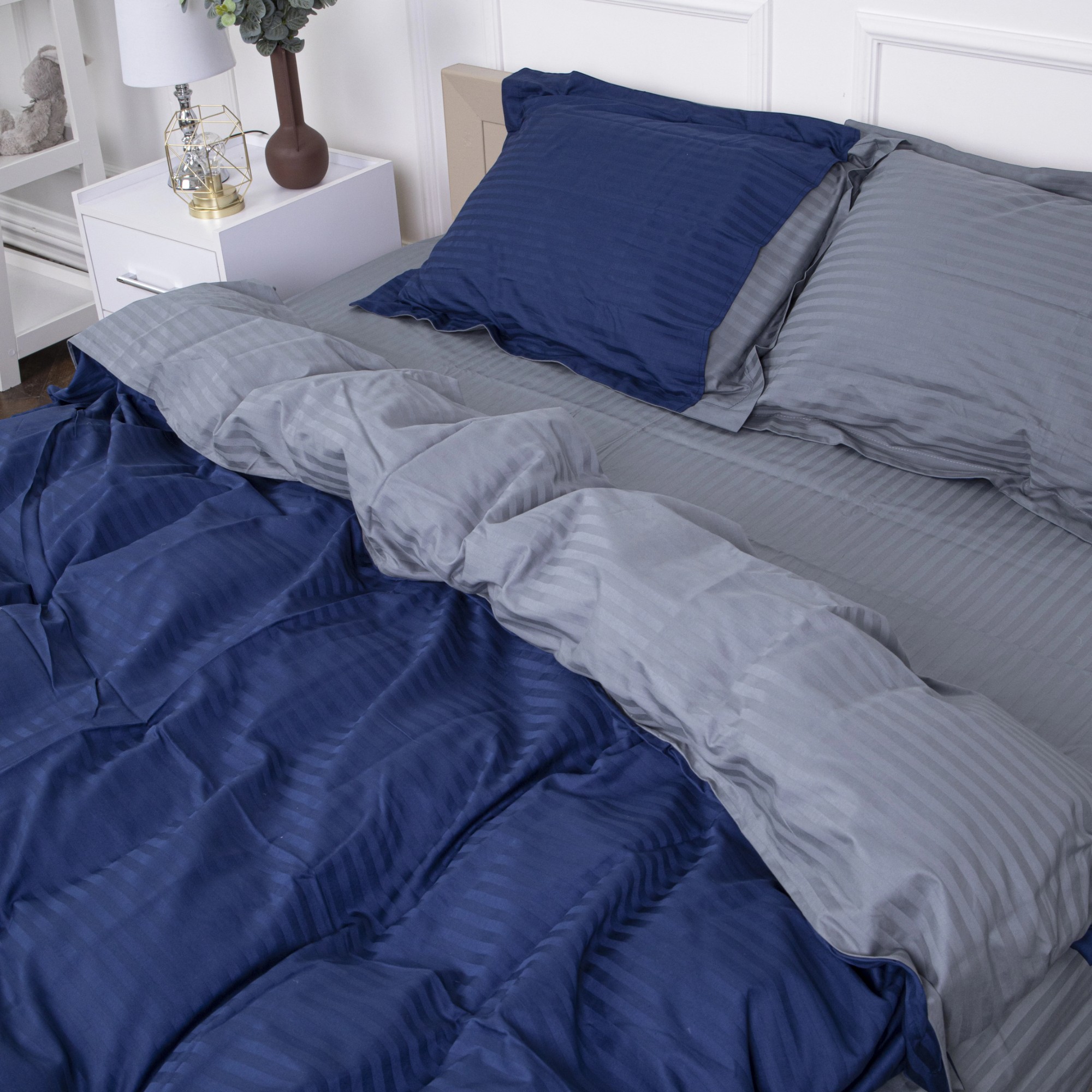 Комплект постельного белья детский MirSon Satin Stripe 30-0020 + 30-0011 Sumburey 110х140 (2200005247501) - Фото 1