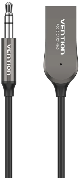 Беспроводной адаптер автомобильный Vention AUX TRS 3.5мм USB Bluetooth 5.0 Coiled Cable 1.5M Gray Zinc Alloy (NAGHG) - Фото 1