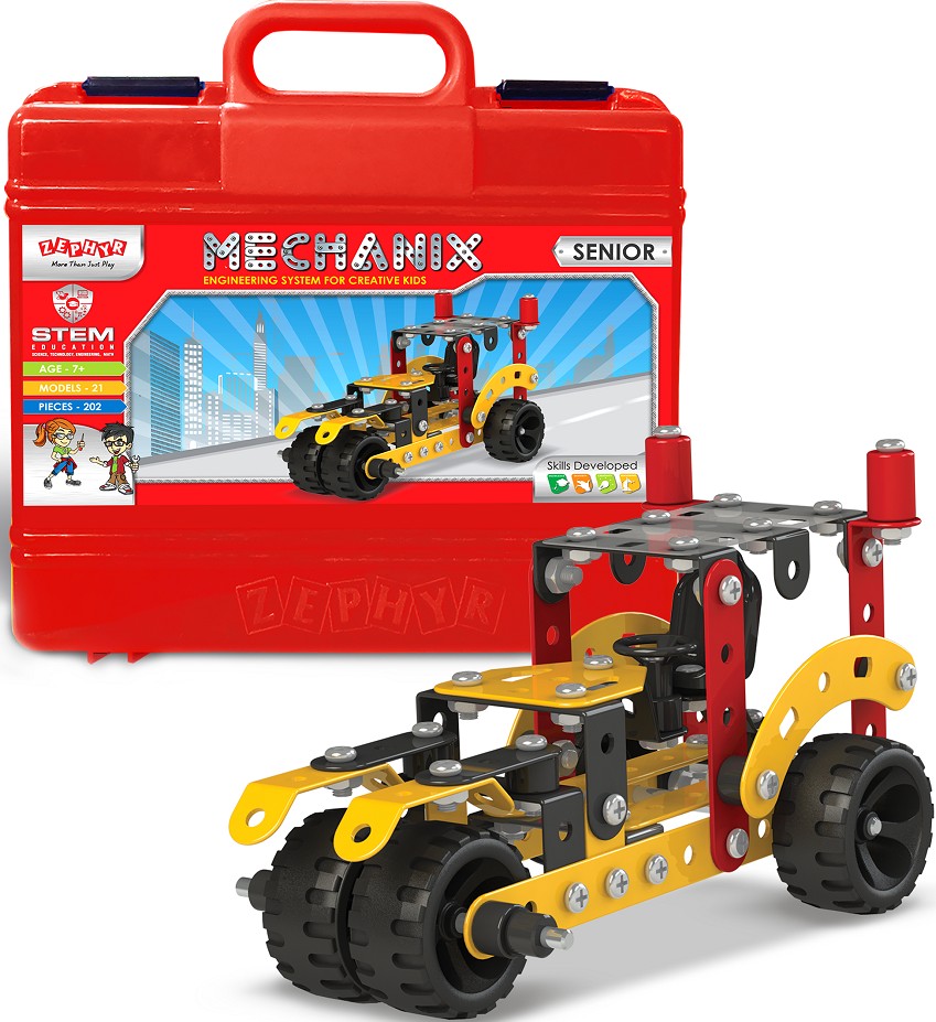 Металевий конструктор ZEPHYR у пластиковому кейсі "MECHANIX" SENIOR (202 елм./21 мод.) (9007) - Фото 1