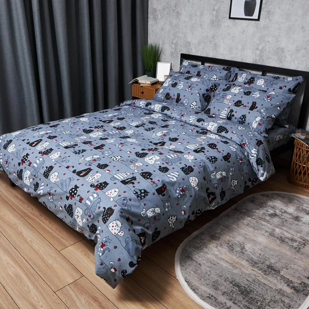 Комплект постільної білизни Moon&Star Бязь Gold Люкс «Feline Fun» 200х220 нав. 2х70х70 (MS-820006312) - Фото 1