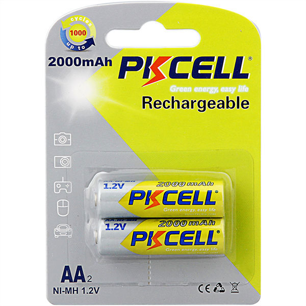 Аккумулятор тип AA PKCELL HR06/AA 2000mAh NiMH 2 шт. (PC/AA2000-2BR) - Фото 1