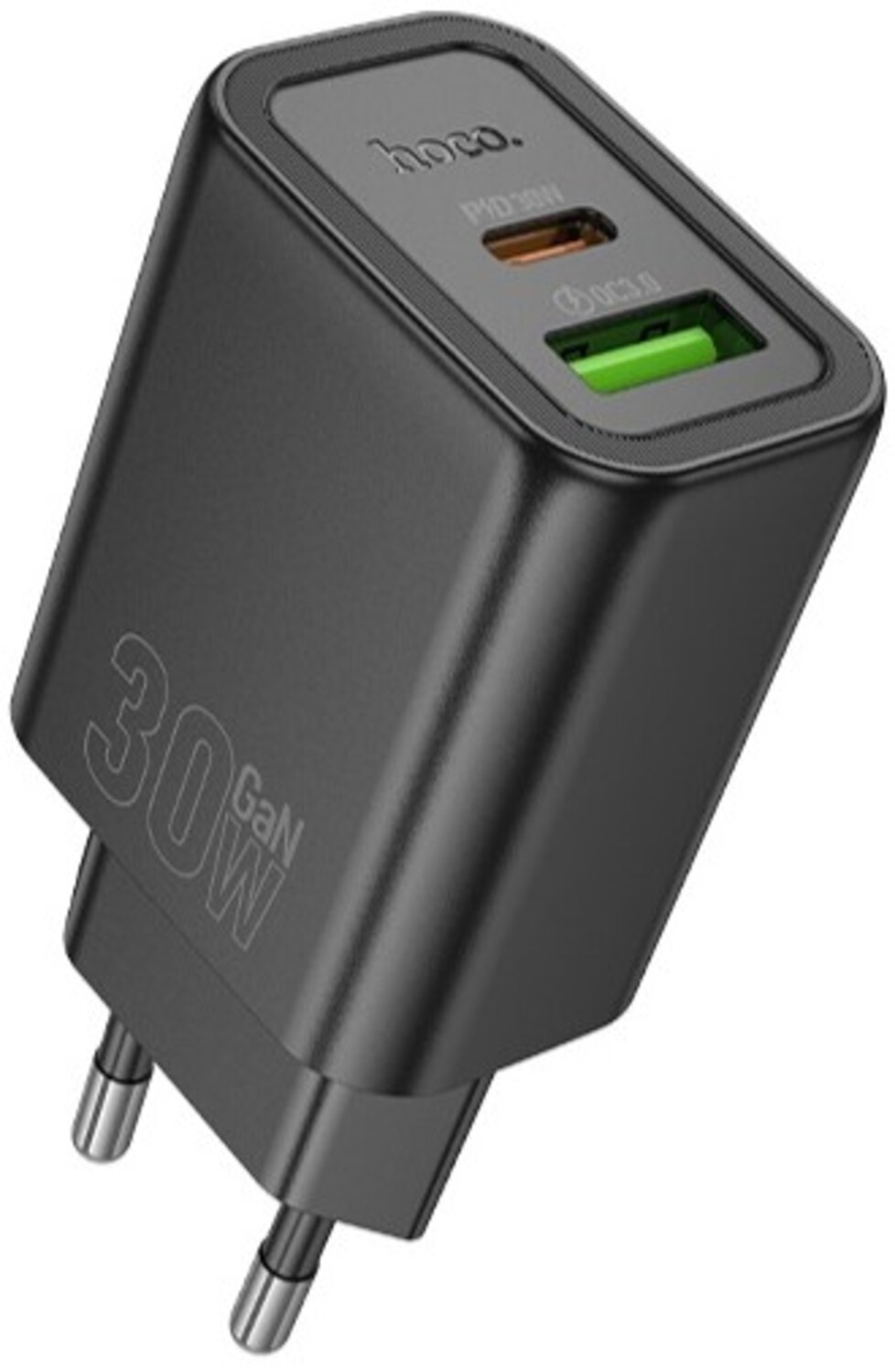Мережевий зарядний пристрій HOCO N63 Gentle PD30W+QC3.0 charger (EU) Black (6942007644358) - Фото 1