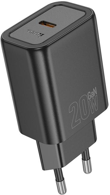 Сетевое зарядное устройство HOCO N60 Gentle single port PD20W charger (EU) Black (6942007644174) - Фото 1
