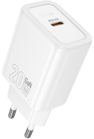 Сетевое зарядное устройство HOCO N60 Gentle single port PD20W charger (EU) White (6942007644181) - Фото 1