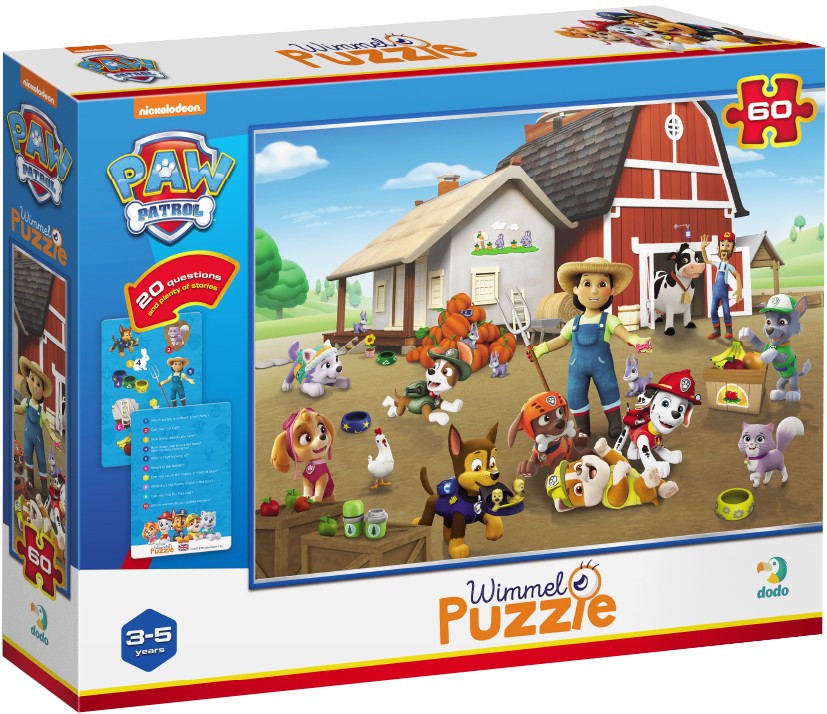 Пазли картонні (5-7 років) Dodo Вімельпазл на 60 елементів Paw Patrol. На фермі (200452) - Фото 1
