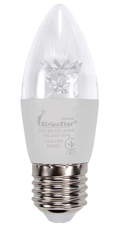 Лампочка світлодіодна SiriusStar 3300 СA37 crystal 6W-4000K-E27 - Фото 1