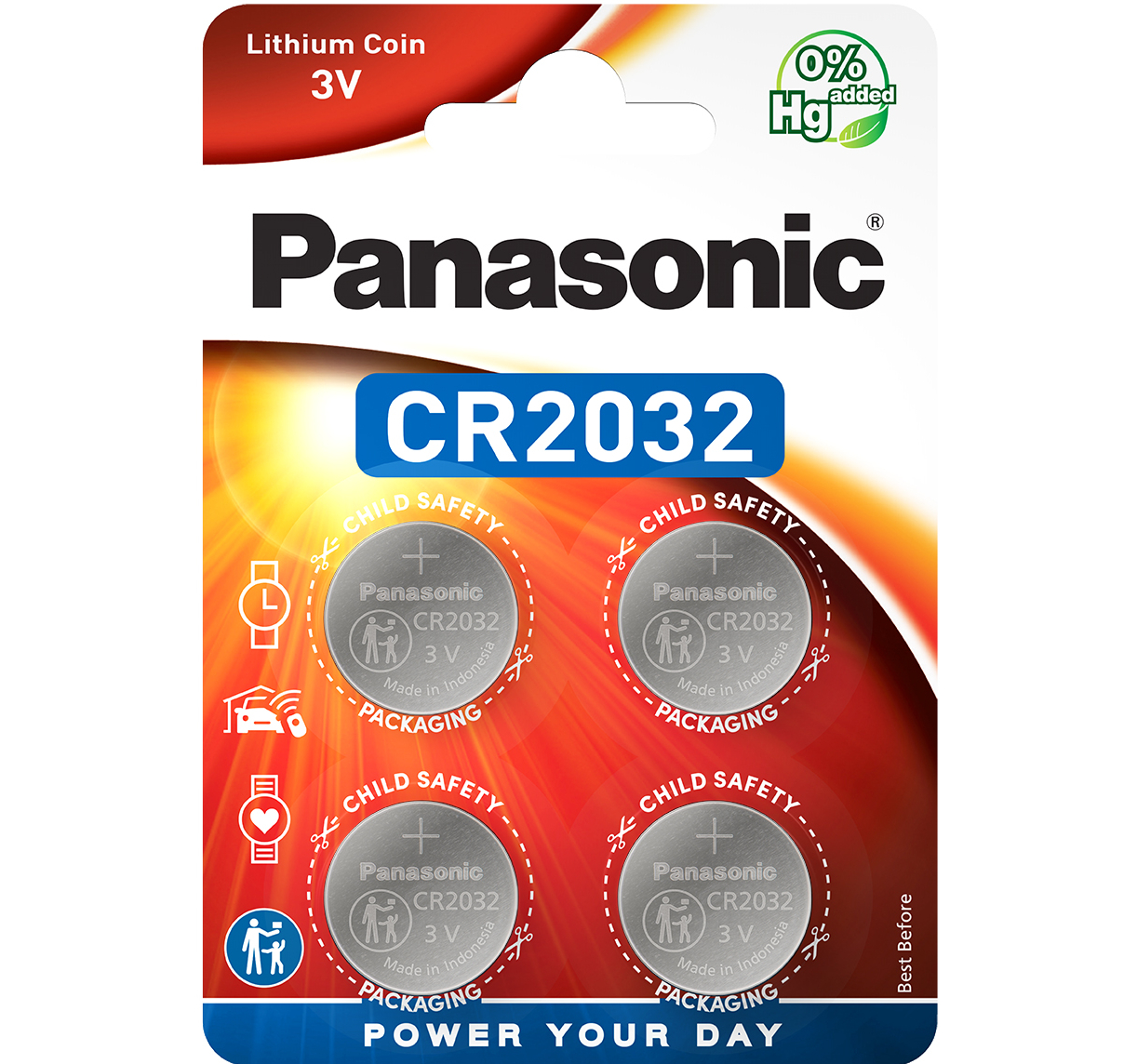 Батарейка тип CR2032 Panasonic CR 2032 BL 4 шт. (CR-2032EL/4B) - Фото 1