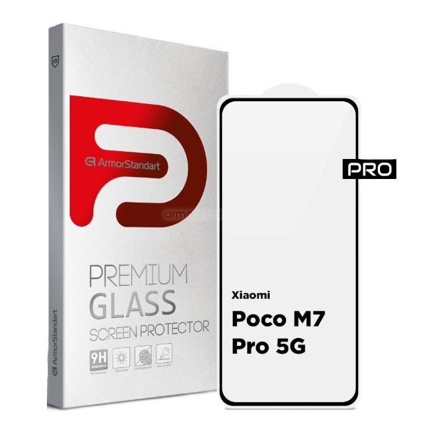 Защитное стекло для смартфона Armorstandart Захисне скло ArmorStandart Pro для Xiaomi Poco M7 Pro 5G Black (ARM83140) - Фото 1
