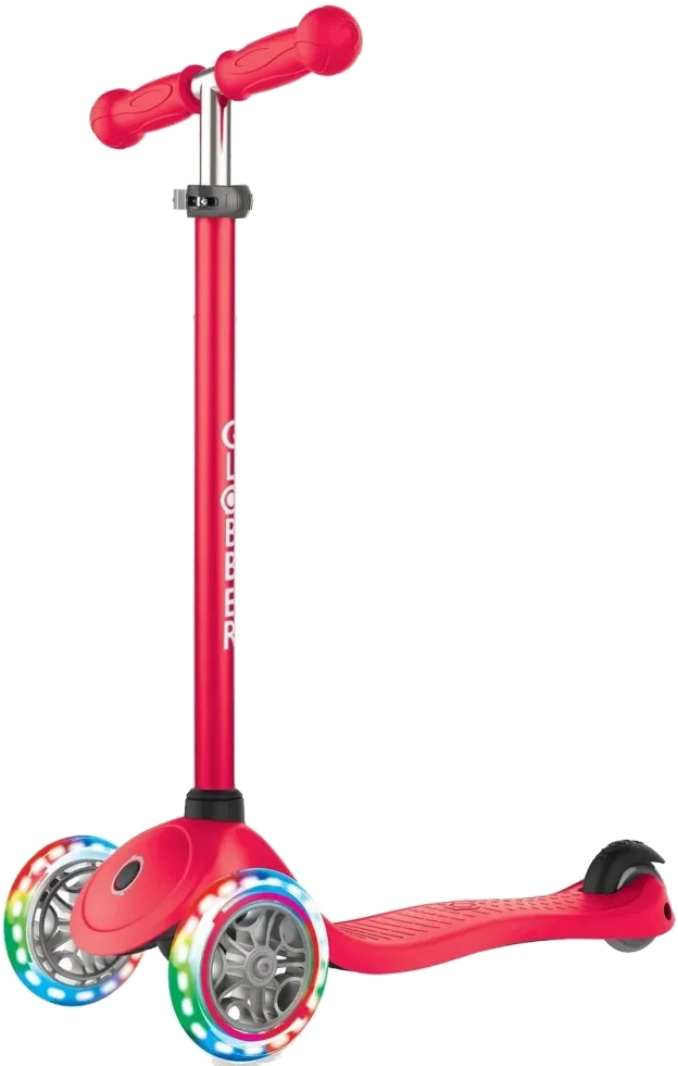 Трёхколёсный самокат Globber Primo Foldable Lights Red (432-102-2) - Фото 1