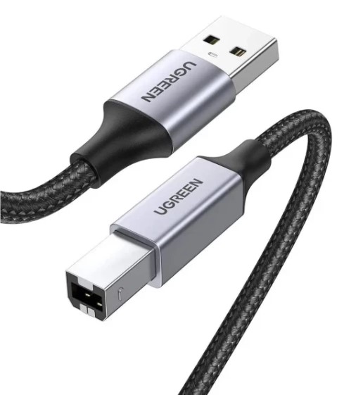 Кабель USB Type-A - USB Type-A UGREEN US369 USB-A 2.0 - USB-B 2.0 Cable Braided 2m Black (80803) - Фото 1