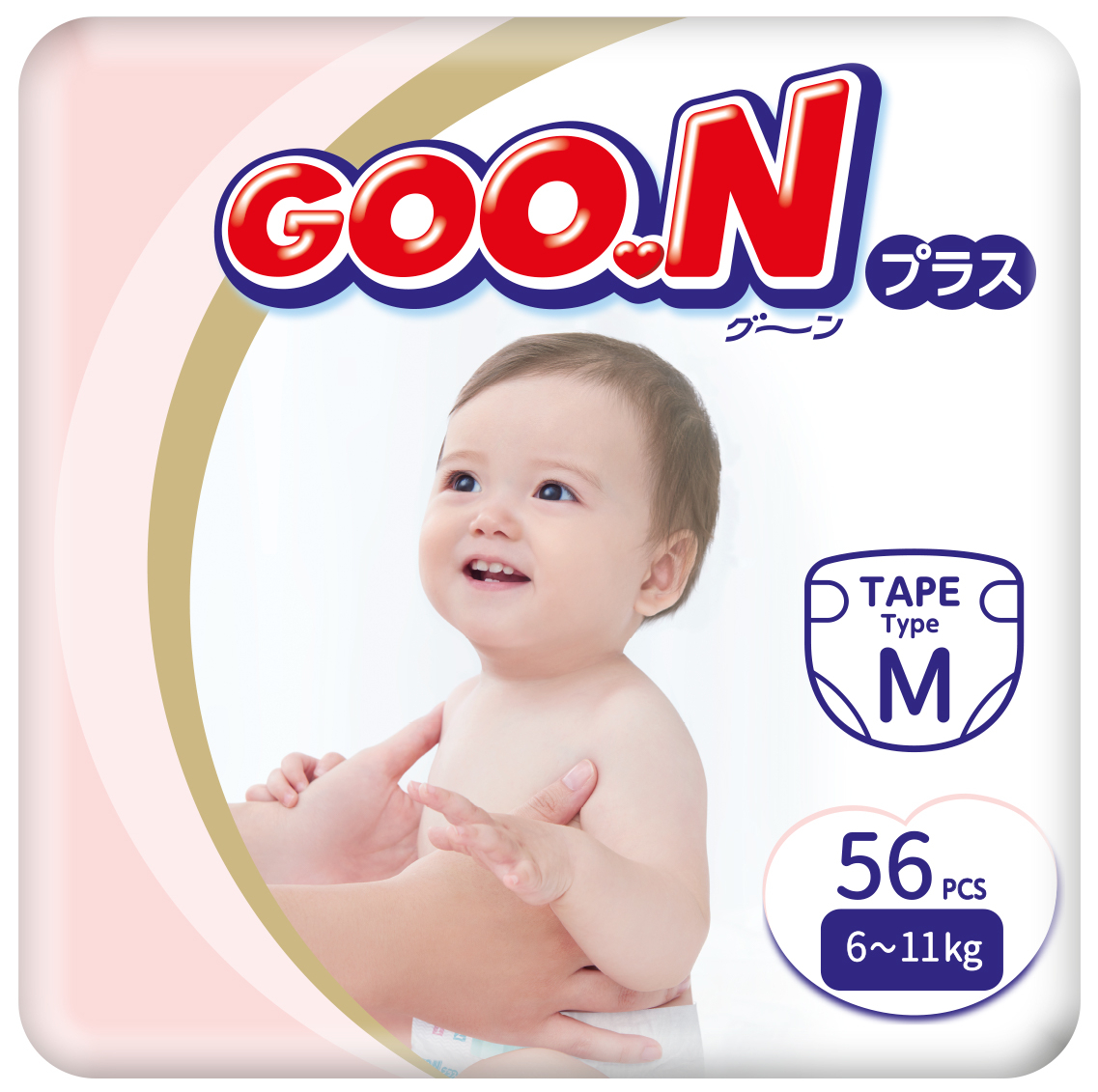 Одноразовые подгузники Goo.N Plus (М, 6-11 кг, 56 шт.) (21000628) - Фото 1