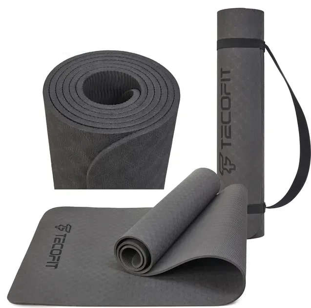 Коврик для йоги и фитнеса TECOFIT TPE 183x 61 x 0.6 см Black (TOP18074471/1) - Фото 1