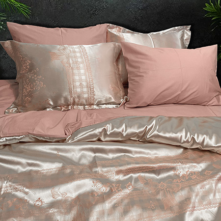 Комплект постільної білизни Word of Dream JQ15/Rose Smoke жаккард сатин 2х150х215 Рожевий (21659) - Фото 1