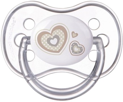 Симметричная пустышка Canpol babies Newborn baby Силиконовая симметричная, бежевые сердца, 1 шт. (22/581_bei) - Фото 1