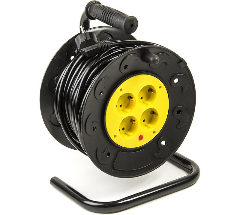 Удлинитель 220В PowerPlant PPRA10M40S4L 4 розетки 40m Black - Фото 1