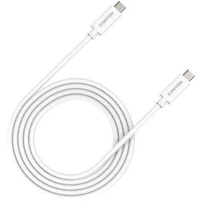Кабель синхронизации данных Canyon UC-42 Type C to Type C 20G 5A 240W 2m White (CNS-USBC42W) - Фото 1