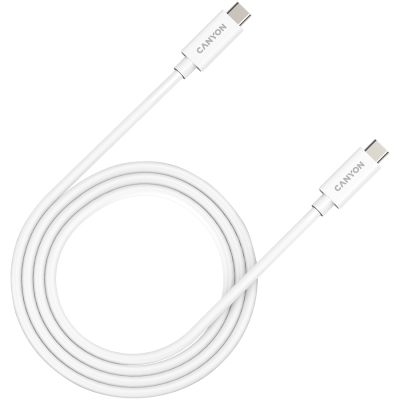 Кабель синхронизации данных Canyon UC-44 Type C to Type C 40G 5A 240W 1m White (CNS-USBC44W) - Фото 1